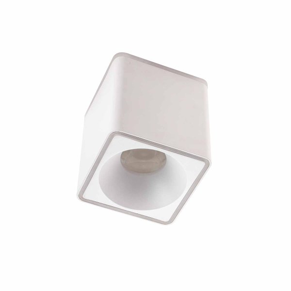 Spot LED de surface carré 9x9 cm blanc Rouk, installation au plafond ou mur 2